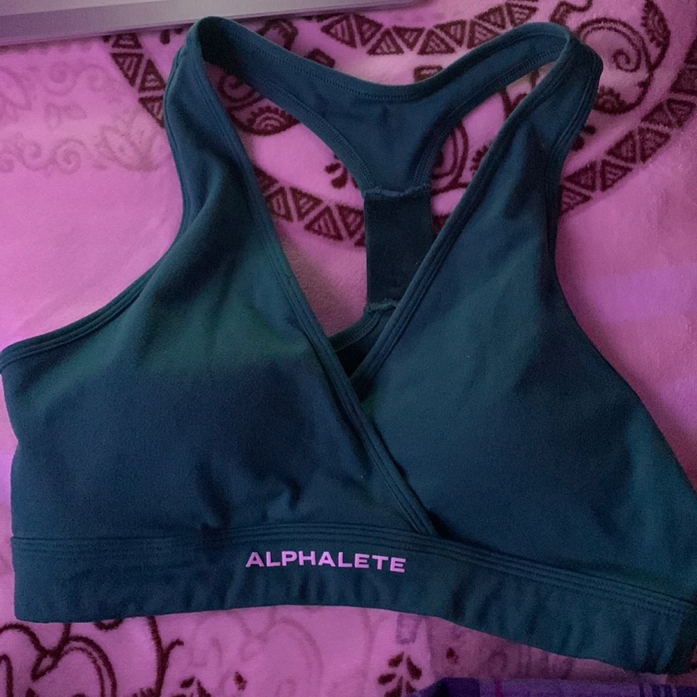 Alphalete Surface Wrap Bra Teal-small
